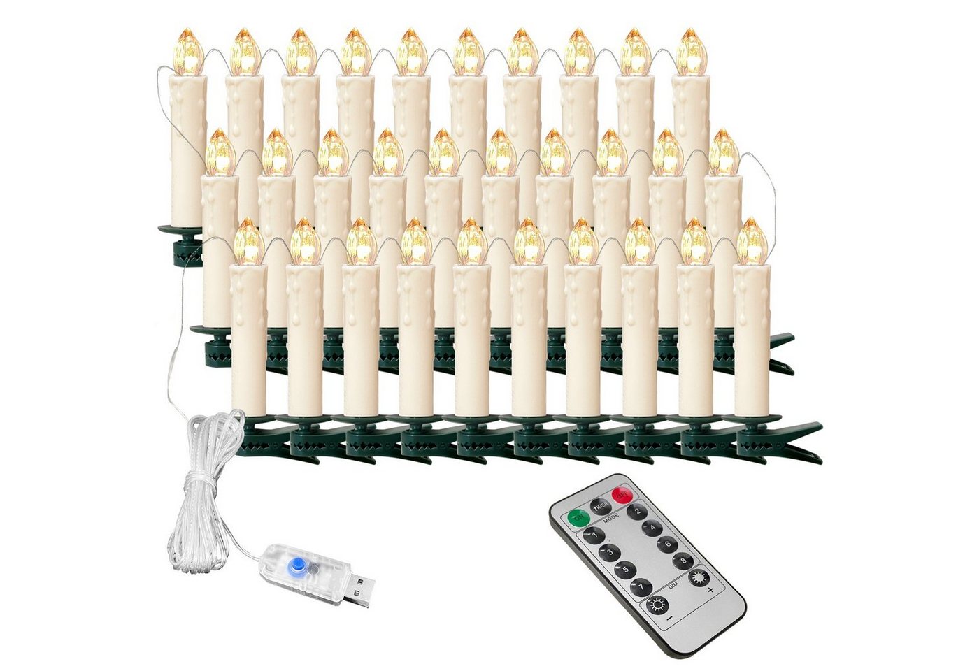 OZAVO LED-Christbaumkerzen OZ30B, USB Weihnachtskerzen Kabel Weihnachtsbaum Kerzen Weihnachtsbeleuchtung von OZAVO