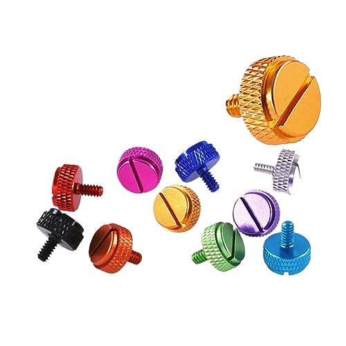 Nr. 6–32 Mehrfarbige, handfest anzuziehende Schlitz-Rändelschrauben for Computergehäuse, Länge 6,5/10/12 mm(Black,10PCS_6-32X6.5MM) von OZDTLP