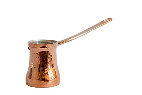 Ozerlat - Soja handgefertigt, Kunsthandwerker, Silber ausgekleidet, Kupfer türkische Kaffeekanne 'Cezve' für Herd Brauen (klein 85 ml) von OZERLAT