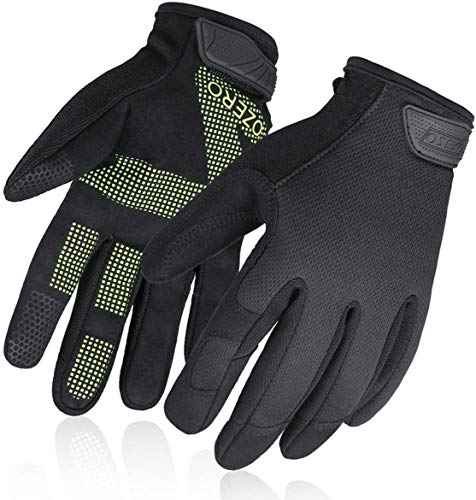 OZERO Arbeitshandschuhe | Gartenhandschuhe | Mechaniker Handschuhe mit Touchscreen Fingern - für Garten Arbeit - für Herren & Damen - Grün - Groesse L von OZERO