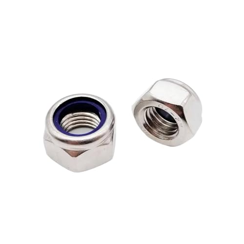 304 Edelstahl B Sechskant-Sicherungsmutter mit Nyloneinsatz Selbstsichernde Sicherungsmutter M2 M2.5 M3 M3.5 M4 M5 M6 M8 M10 M12 M14 M16(304 stainless steel,25pcs M2) von OZFJJWY