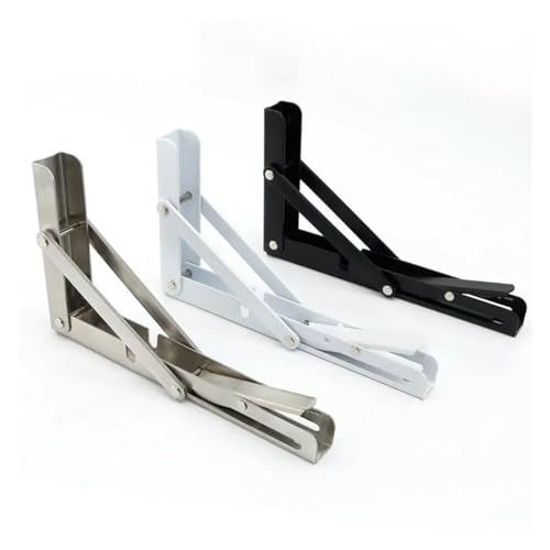 OZFJJWY Dreieckiges Wandregal aus Edelstahl, dreieckige Trennwand, zusammenklappbar, 2 Stück (schwarz, 25,4 cm) von OZFJJWY