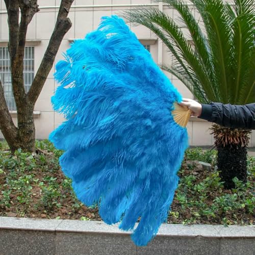 Große 130 cm große Straußenfederfächer, flauschiger Performance-Tanz-Handfächer, faltbar, verschiedene Stile, Party-Requisiten, Bühnenshow-Requisiten, Fächer, Seeblau Große 130 cm große Straußenfederfächer, flauschiger Performance-Tanz-Handfächer, faltbar, verschiedene Stile, Party-Requisiten, Bühnenshow-Requisiten, Fächer, Seeblau von OZGDUV