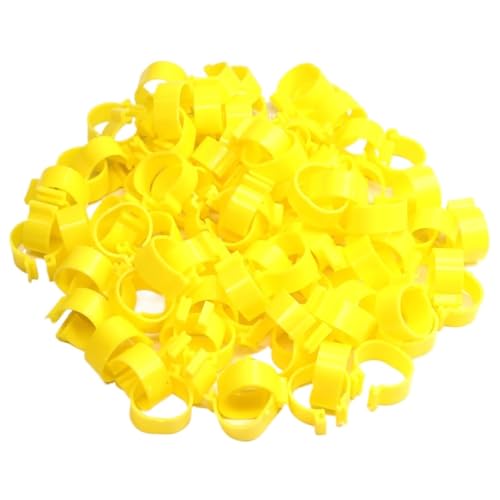 100 STÜCKE Innendurchmesser 16/18/20/25mm 7 Farben Kunststoff Offene Schnalle Huhn Ente Gans Fußring Geflügelzuchtausrüstung(Yellow 100PCS,16mm) von OZLCUA