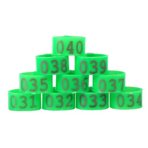 100 Stück 16 mm Clip-on Knöchelringe Nummerierte Beinringe Hühnerbeinringe Truthahnen Enten Identifikationsbeinbänder Kunststoff Vogelbeinbänder(Green) von OZLCUA