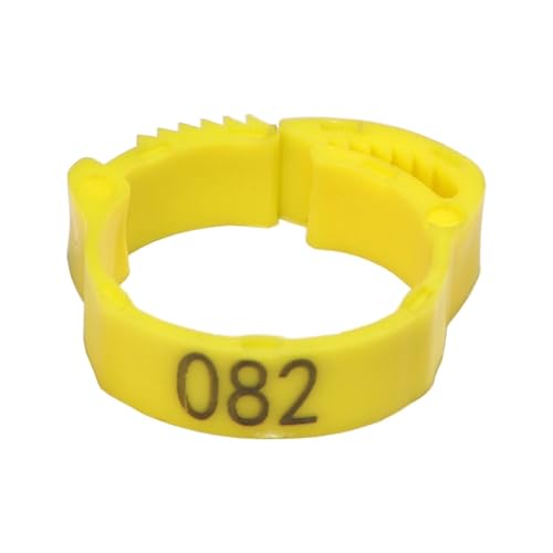 30/50 STÜCKE Hühnerfußring 6 Farben Nummerierte Identifikationsbeinringe Clip for Geflügel Hühner Enten Gänse Papagei(Yellow,30PCS) von OZLCUA