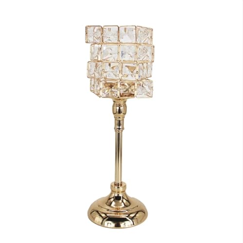 Goldene Kristall Säule Kerzenhalter Leuchter for Esszimmer Kaffee Tisch Hochzeit Veranstaltungen Parteien Hause 1pc(M) von OZLCUA