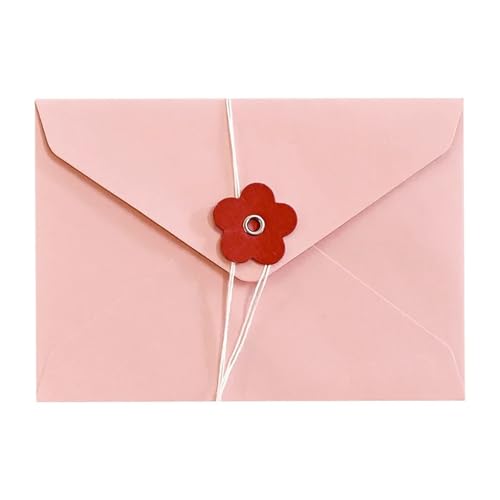 OZLCUA Einfarbig Liebe Blume Umschlag Papier Umschlag Mit String Taste DIY Hochzeit Party Einladung Karte Abdeckung Verpackung(Pink) von OZLCUA