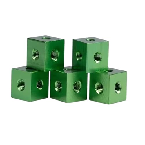 10 STÜCKE M3 M4 Bunte quadratische feste Block-Eckmutter Sechsseitige Gewindeplatte Verbindungsbefestigung Acrylbox(Green,10 X 10 X 10 X M3) von OZLIYY