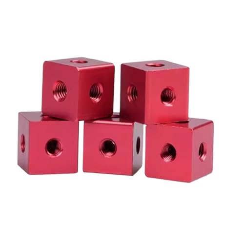 10 STÜCKE M3 M4 Bunte quadratische feste Block-Eckmutter Sechsseitige Gewindeplatte Verbindungsbefestigung Acrylbox(Red,12 X 12 X 12 X M4) von OZLIYY