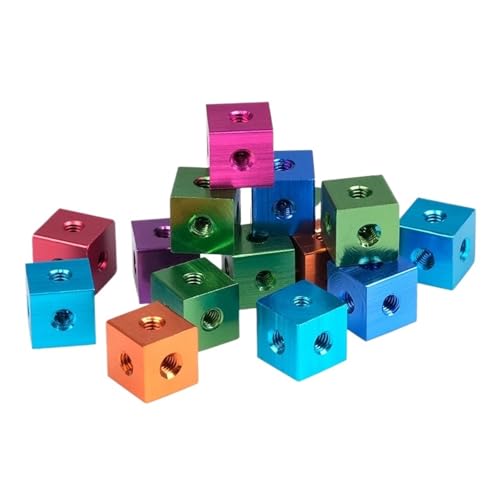 10x10x6/10mm Sechskantmutter M3 M4 M5M6 Aluminium Sechskantgewinde Schraube Würfelblockverbinder DIY 3D-Drucker Acrylgehäuse(Gold,10pcs-M3(10x10x6)) von OZLIYY