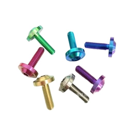 OZLIYY 10 Stück Ti-Schrauben M4 M5 M6 M8 * 10/15/20/25/30/35/50 TC4Gr5 Torx-Flansch-Knopfscheibenschrauben mit Kragenbolzen(Blue,M6x25 10pcs) von OZLIYY