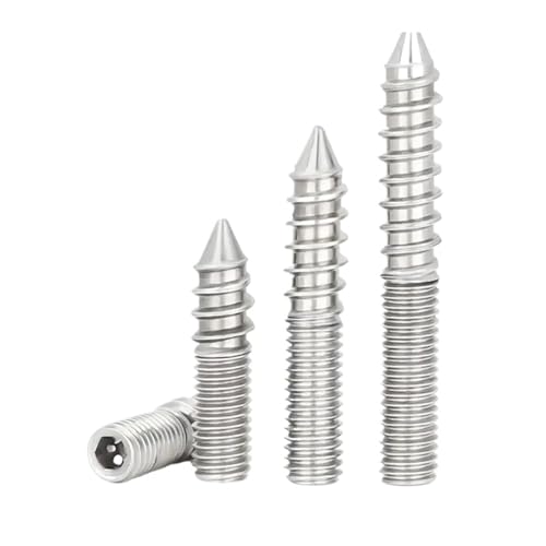 OZLIYY 304 Edelstahl Stockschraube Holz zu Metall Dübel Doppelseitige Möbel Befestigung Selbstschneidende Schrauben Gewindebolzen(M5x30 5Pcs) von OZLIYY