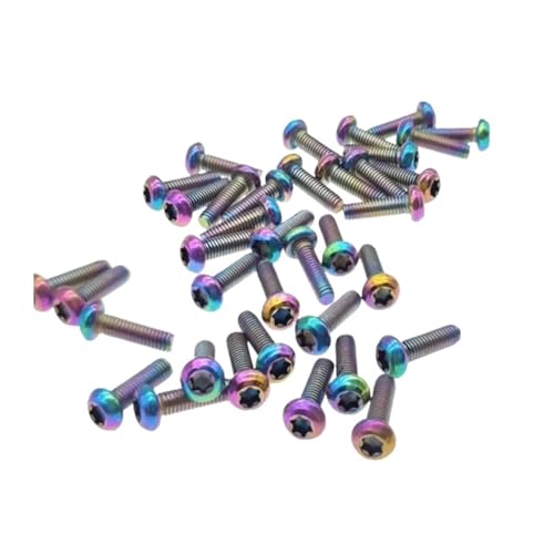 OZLIYY 5 stücke M3 * 6/8/10/12 TA2 Regenbogen Bunte Torx Sechs Lappen Flachkopfschraube(M3X6mm 5PCS) von OZLIYY
