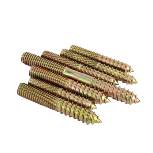OZLIYY Stockschrauben Doppelköpfige Gelb Verzinkte M6 M8 M10 Selbstschneidende Schraube for Holzmöbel(45mm,M10-2pcs) von OZLIYY