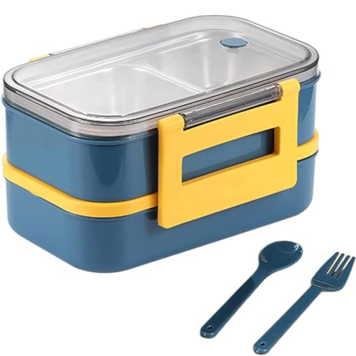 OZLMBERN Bento Box 304 Edelstahl Doppelschichtige Lunchbox Wärmekonservierungsbox, um Geschirrschüler ins Freie zu schicken von OZLMBERN