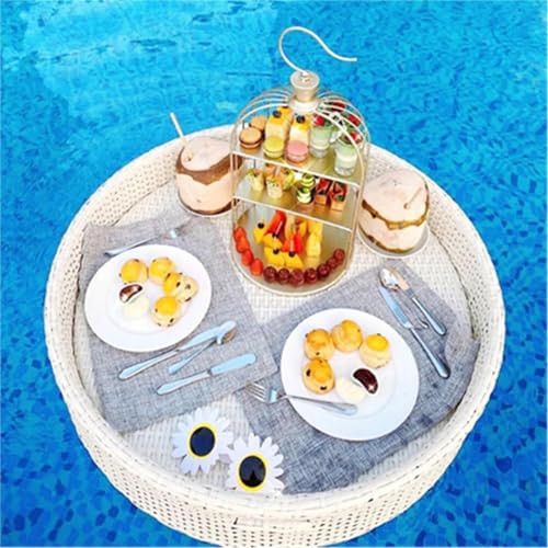 Rundes Schwimmendes Tablett füR SchwimmbäDer, Tisch, Schwimmendes Servierbuffet-Tablett füR Erwachsene, Schwimmender GeträNkehalter Auf Der WasseroberfläChe füR SandbäNke, Spas, SchwimmbäDer von OZMDXKJ
