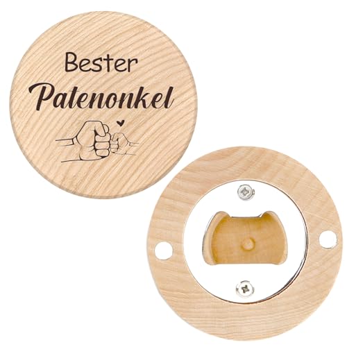 Vatertagsgeschenk für Patenonkel Geschenk für Patenonkel Flaschenöffner Vatertag Holz Rund Taufgeschenke Geburtstagsgeschenk Gedenkgeschenk für Paten Taufpaten Männer Bieröffner Vatertag Geschenke von OZOSHINE