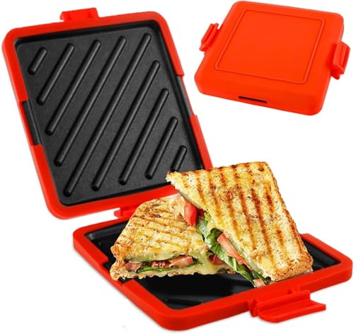 Toastie-Maker For Die Mikrowelle, Mikrowellengeeignetes Kochgeschirr Aus Silikon, Sandwichtoaster Mit Heatwave-Technologie, Platten For Aufkleben, Ohne Strom, For Zubereiten Köstlicher(Red) von OZPPM