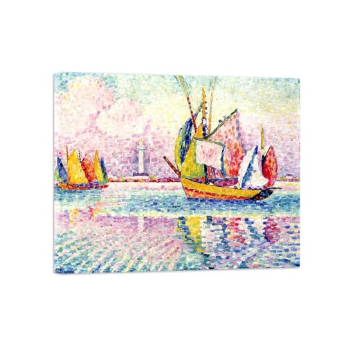 OZPWBVY Paul Signac Leinwandbilder-Berühmte Gemälde für Wohnzimmer-Boats 4-Poster und Drucke Fertig zum Aufhängen 30x35cm12x13in Gerahmt von OZPWBVY
