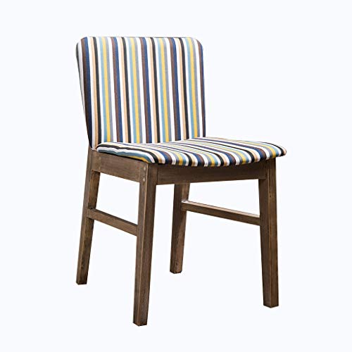 Cotton and Linen Wooden Legs Leisure Western Restaurant Cafe Vacation Home Home use Computer Chair(Multi-Colored) von OZSSLJJ