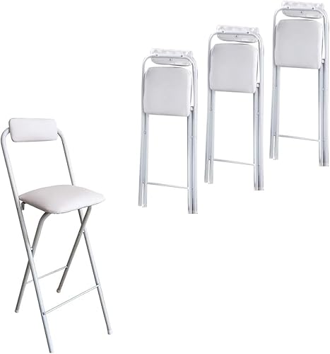 OZSSLJJ 2/PC/4PC Zusammenklappbare Barstühle mit Rückenlehne und Fußstütze, zusammenklappbarer tragbarer Hocker, platzsparend zusammengeklappte hohe Barhocker(White4pcs,75cm/29.5in) von OZSSLJJ