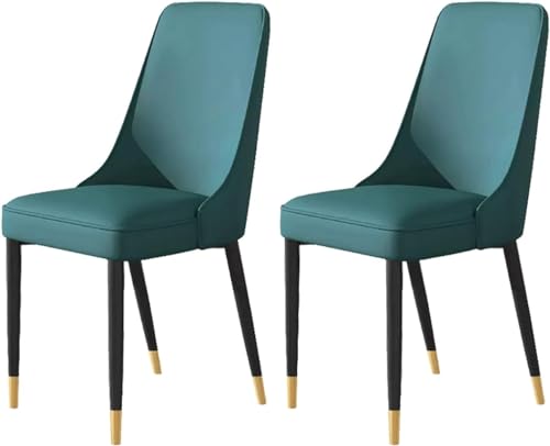 OZSSLJJ 2er-Set Wohnzimmer-Seitenstühle mit weicher Kunstledersitzpolsterung und Metallbeinen(Blue,Black Gold feet) von OZSSLJJ