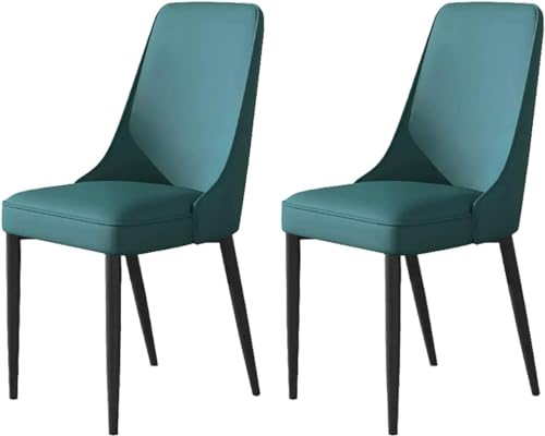 OZSSLJJ 2er-Set Wohnzimmer-Seitenstühle mit weicher Kunstledersitzpolsterung und Metallbeinen(Blue,Black feet) von OZSSLJJ