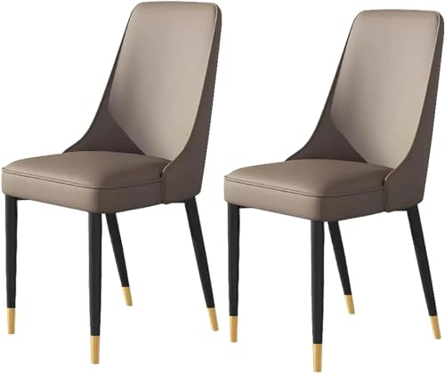 OZSSLJJ 2er-Set Wohnzimmer-Seitenstühle mit weicher Kunstledersitzpolsterung und Metallbeinen(Gray,Black Gold feet) von OZSSLJJ