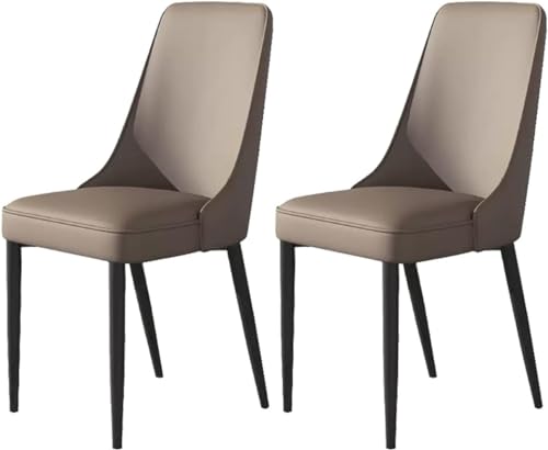 OZSSLJJ 2er-Set Wohnzimmer-Seitenstühle mit weicher Kunstledersitzpolsterung und Metallbeinen(Gray,Black feet) von OZSSLJJ