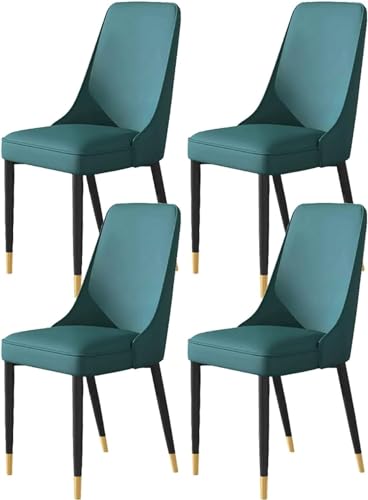 OZSSLJJ 4er-Set Wohnzimmer-Seitenstühle mit weicher Kunstledersitzpolsterung und Metallbeinen(Blue,Black Gold feet) von OZSSLJJ