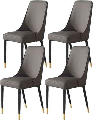 OZSSLJJ 4er-Set Wohnzimmer-Seitenstühle mit weicher Kunstledersitzpolsterung und Metallbeinen(Dark Gray,Black Gold feet) von OZSSLJJ