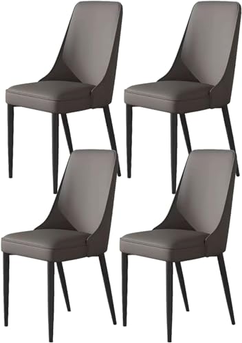 OZSSLJJ 4er-Set Wohnzimmer-Seitenstühle mit weicher Kunstledersitzpolsterung und Metallbeinen(Dark Gray,Black feet) von OZSSLJJ