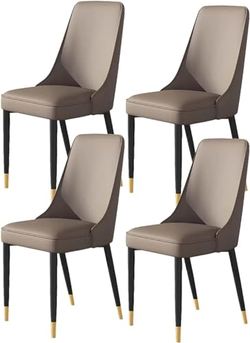 OZSSLJJ 4er-Set Wohnzimmer-Seitenstühle mit weicher Kunstledersitzpolsterung und Metallbeinen(Gray,Black Gold feet) von OZSSLJJ
