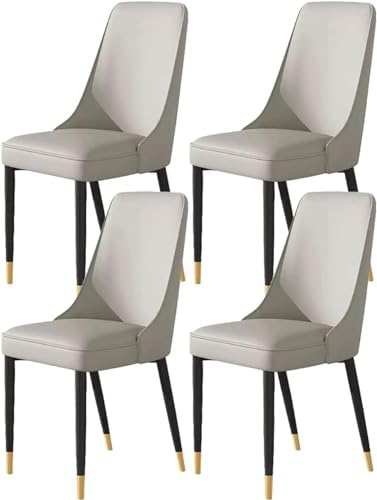 OZSSLJJ 4er-Set Wohnzimmer-Seitenstühle mit weicher Kunstledersitzpolsterung und Metallbeinen(Light Gray,Black Gold feet) von OZSSLJJ