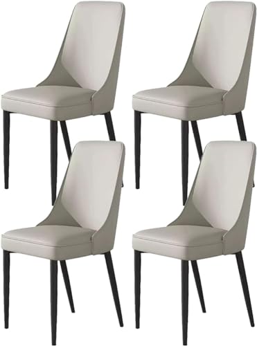 OZSSLJJ 4er-Set Wohnzimmer-Seitenstühle mit weicher Kunstledersitzpolsterung und Metallbeinen(Light Gray,Black feet) von OZSSLJJ