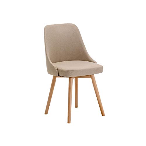 OZSSLJJ Cloth Beech Legs Counter Chair Study Home use Backrest Dorm Room Computer Bedroom Marriage Room Chair(Khaki) von OZSSLJJ