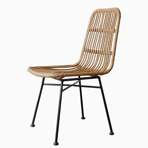 OZSSLJJ Comfortable Rattan Dining Chairs | Handwoven Iron Kitchen Side Chairs for Indoor & Outdoor Dining Room - Latest Styles(B) von OZSSLJJ