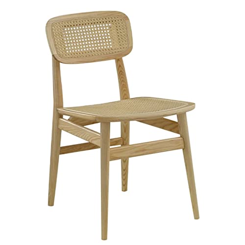 OZSSLJJ Nordic Style Rattan Dining Chairs - Solid Wood Side Chair for Kitchen, Cafe & Living Room von OZSSLJJ