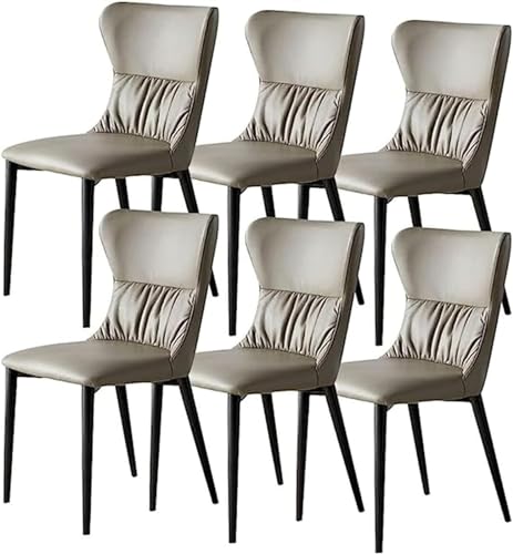 OZSSLJJ Set mit 6 modernen, wissenschaftlichen Stoffen und stabilen Metallbeinen aus Kohlenstoffstahl(Gray,Black Leg) von OZSSLJJ