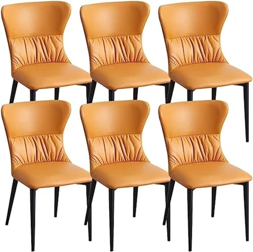 OZSSLJJ Set mit 6 modernen, wissenschaftlichen Stoffen und stabilen Metallbeinen aus Kohlenstoffstahl(Orange,Grey Leg) von OZSSLJJ