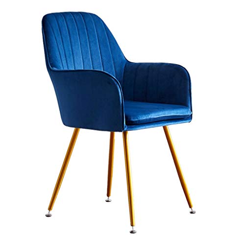 OZSSLJJ Soft Velvet Dining Chair Negotiate Tea Shop Backrest with Metal Chair Legs Study Lounge Reception Chair(Dark Blue) von OZSSLJJ
