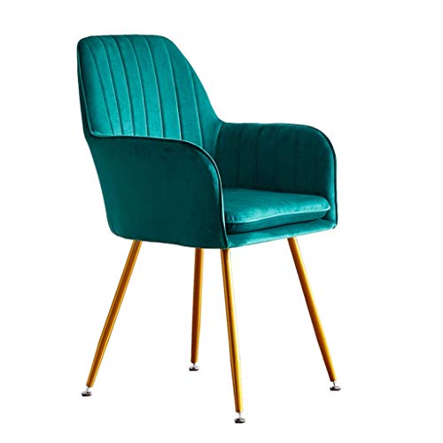 OZSSLJJ Soft Velvet Dining Chair Negotiate Tea Shop Backrest with Metal Chair Legs Study Lounge Reception Chair(Dark Green) von OZSSLJJ
