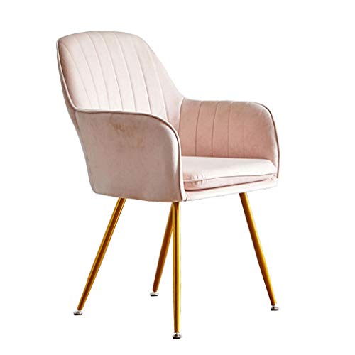 OZSSLJJ Soft Velvet Dining Chair Negotiate Tea Shop Backrest with Metal Chair Legs Study Lounge Reception Chair(Pink) von OZSSLJJ
