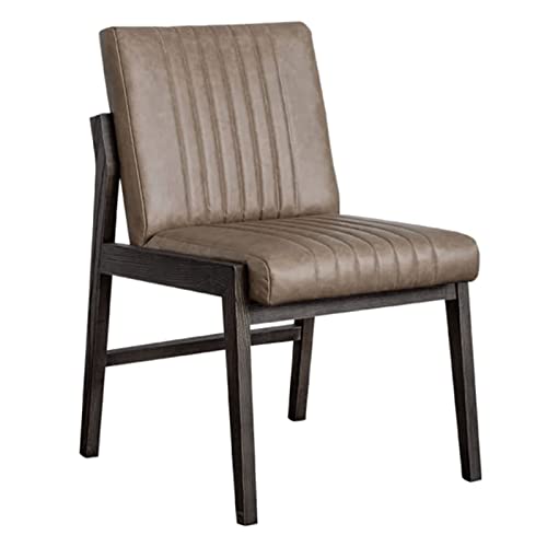 Retro Leather Dining Chairs with Solid Wood Frame - Stylish Kitchen & Living Room Side Chairs for Study and Leisure von OZSSLJJ
