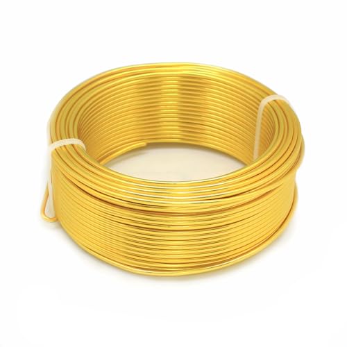 OZXCHIXU Biegbarer Aluminium-Basteldraht, 2 mm, Metalldraht für Bonsai-Training, Puppenskelette, DIY-Schmuckherstellung, Anker-Herstellung, Drahtweben (Gold) von OZXCHIXU