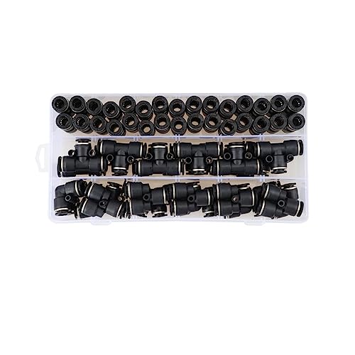 Pneumatische Armaturen PY/PU/PE/PV Wasserrohre Rohrverbinder PU-8mm Kunststoffschlauch Schnellkupplungen T-Stück Luft Gerade Gas 58PCS/Box Set(58PCS SET) von OZXJW