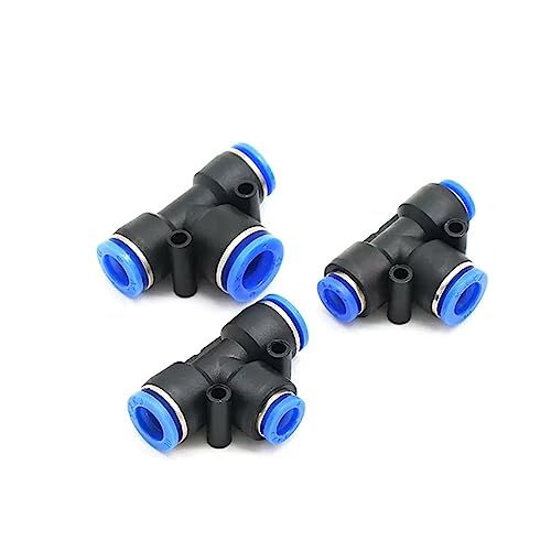 Pneumatischer Anschluss PEG Kunststoff Drei-Weg T-Rohr PEG6-4 PEG8-4PEG8-6PEG10-6 PEG10-8 OD Schlauch Push-In Schnellverbinder(PEG10-12-10) von OZXJW