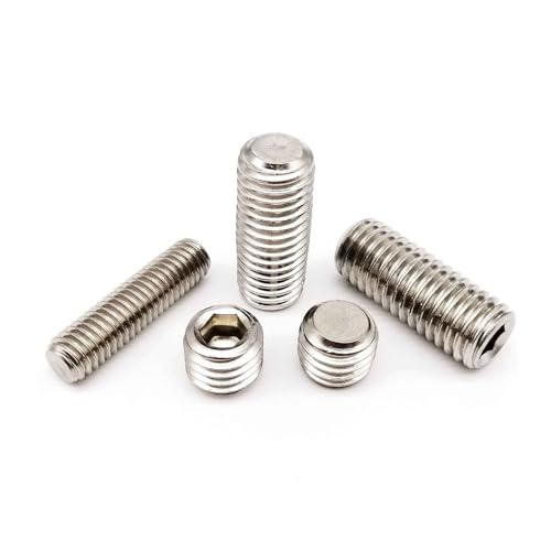 OZXLH 1/10/50 Stück M1.6 M2 M2.5 M3 M4 M5 M6 M8 M10 M12 304 A2 Edelstahl Innensechskant Flache Spitze Stellschraube Madenkopfschraube(2.5mm,10pcs M5) von OZXLH