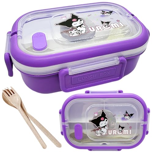 OZXVXZO Kurromi Lunchbox Kinder Bento Box Lunchbox 1000ml Lunchbox Kinder Bento Box mit Unterteilung Auslaufsicher Brotbox Kinder mit Utensilien auslaufsicher Obst Snack Schule Picknick von OZXVXZO